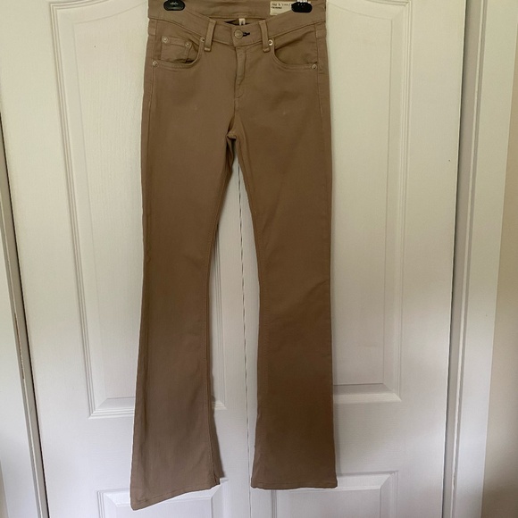 rag & bone Women's  Elephant Bell Tan Flare Jean. 25x30" Size 25 - Picture 12 of 16